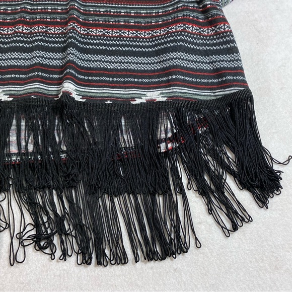 Cato Southwestern Tassel Pullover Top Short Sleeve Black Red Tunic Top 2… - Picture 3 of 8